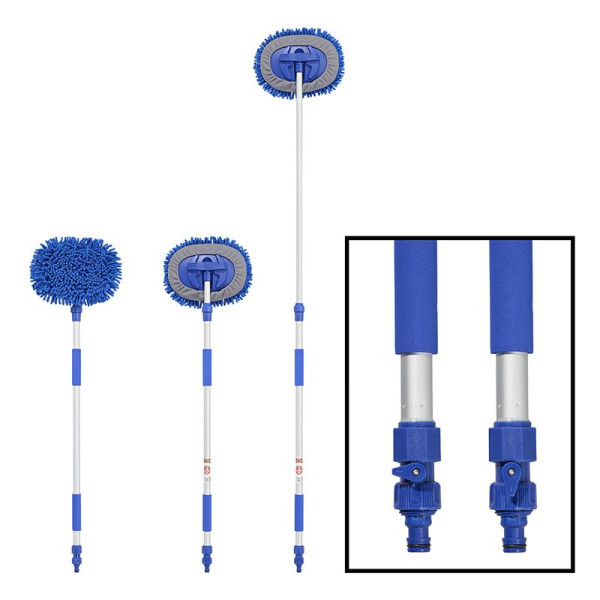 Brosse de lavage microfibre chenille manche télescopique 1,65 m bleu