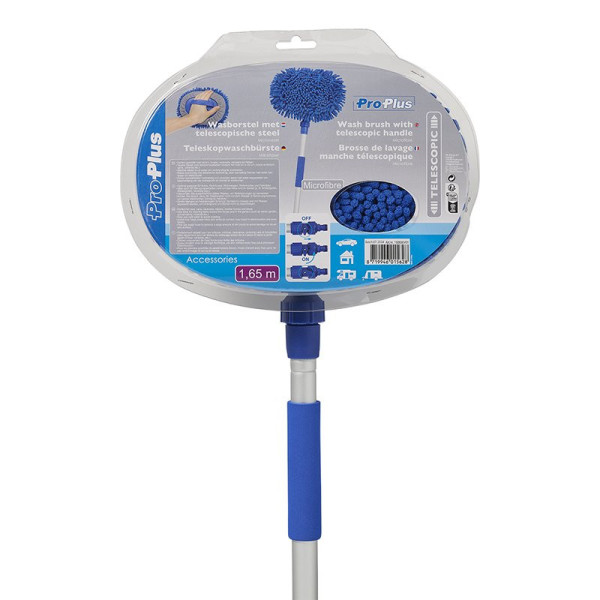 Brosse de lavage microfibre chenille manche télescopique 1,65 m bleu