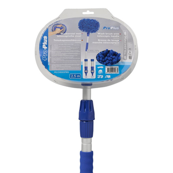 Brosse de lavage microfibre chenille manche télescopique 2,5 m bleu