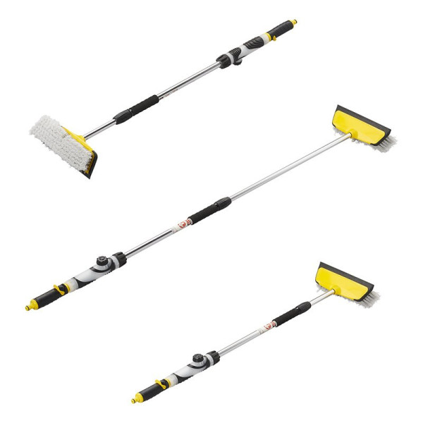 Brosse de lavage avec essuie-glace et distributeur de savon et manche télescopique 92 - 150 cm