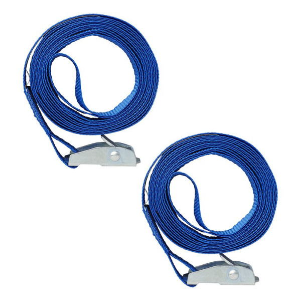 Sangle d'arrimage bleu avec boucle de serrage 2x 2,5 mètres