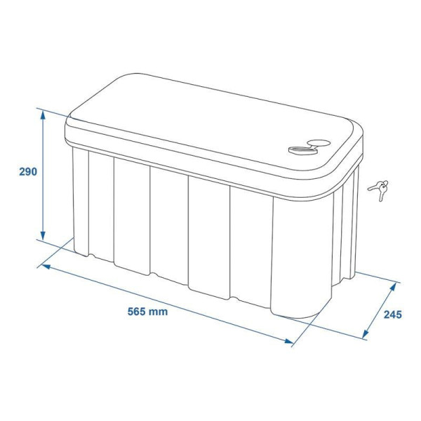 Coffre de rangement pour remorque en plastique 25L 565 x 245 x 290mm incl