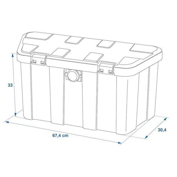 Coffre de rangement pour remorque en plastique 45L avec serrure à combinaison