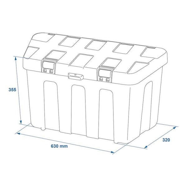 Coffre de rangement pour remorque en plastique 320x630xH355mm excl
