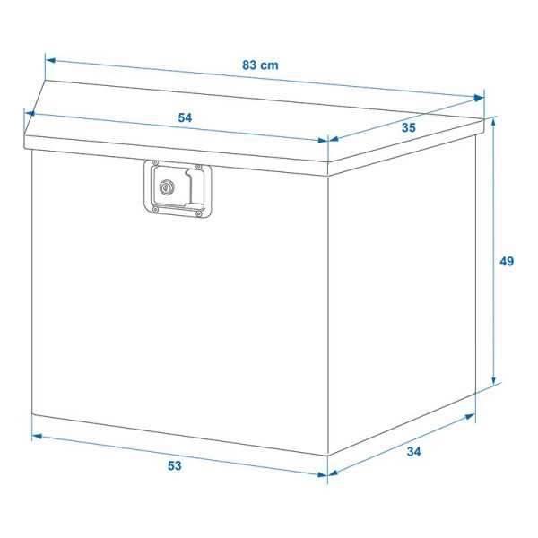 Boîte à outils aluminium pour remorque 830/540 x 360 x H490 mm
