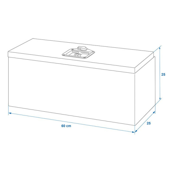 Boîte à outils aluminium pour le côté de la remorque 600 x 250 x 250 mm