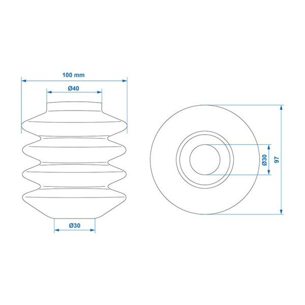 Soufflet pour commande de frein 30/40mm L 100 convient à AL-KO dans blister