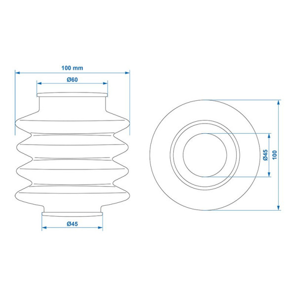 Soufflet pour commande de frein 45/60mm L 120 dans blister