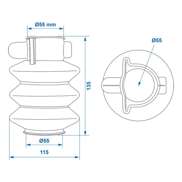 Soufflet pour commande de frein 55/55mm L 135 convient à Knott / Avonride