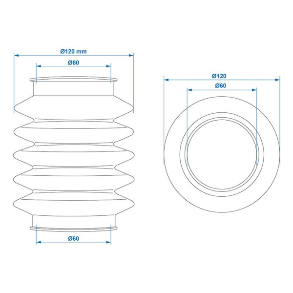 Soufflet pour commande de frein 60/60 L 165 convient à Knott KF/KFG 27-30