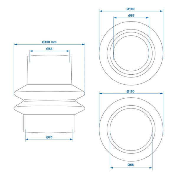 Soufflet pour commande de frein convient à Peitz PAV/SR 0,7-2,7 55/70mm