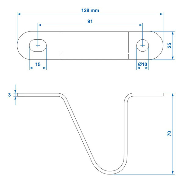 Support de timon H: 70 mm