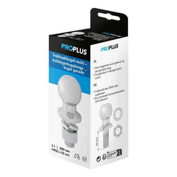 Boule d'attelage droite M22 x 50mm