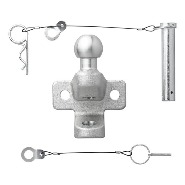 Boule d'attelage combinée argentée version double trous D20,2/S350 Homologation du type E