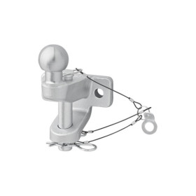 Boule d'attelage combinée argentée version double trous D21/S350 Homologation du type E