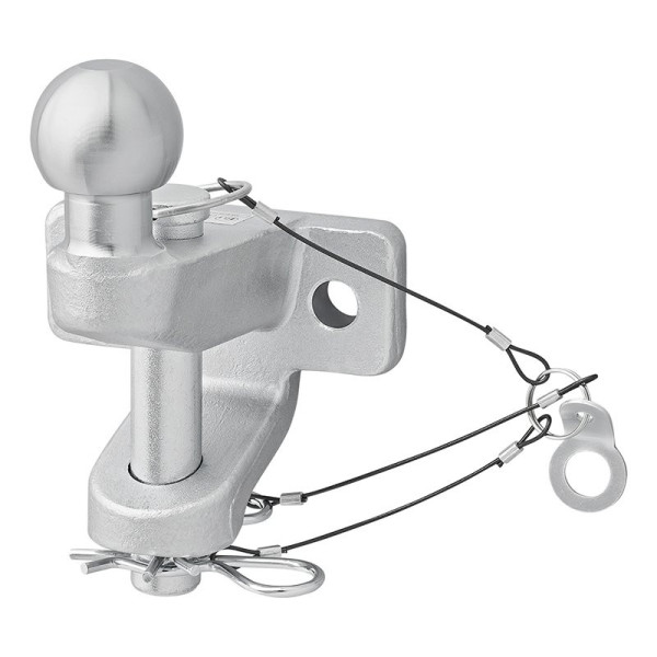 Boule d'attelage combinée argentée version double trous D21/S350 Homologation du type E