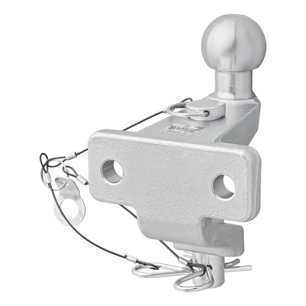 Boule d'attelage combinée argentée version double trous D21/S350 Homologation du type E