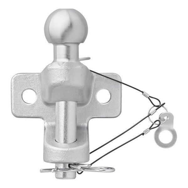 Boule d'attelage combinée argentée version double trous D21/S350 Homologation du type E