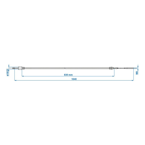 Câble de frein 830/1040mm cloche Diam.22mm convient à Knott/Schlegl/Nieper/Avonride/BPW