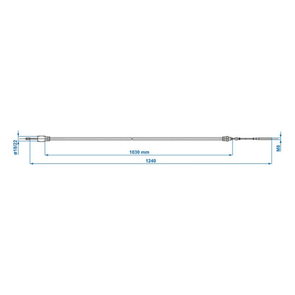 Câble de frein 1030/1240mm cloche Diam.22mm convient à Knott/Schlegl/Nieper/Avonride/BPW