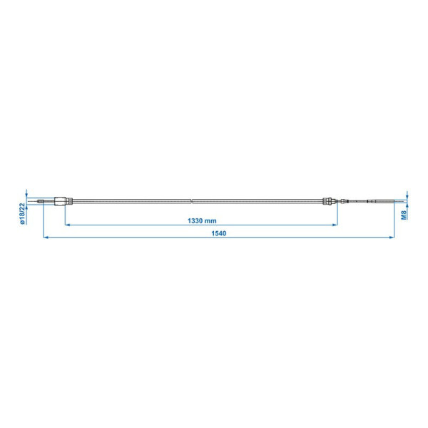 Câble de frein 1330/1540mm cloche Diam.22mm convient à Knott/Schlegl/Nieper/Avonride/BPW