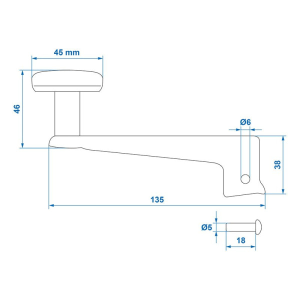 Manivelle pour roue jockey 35mm 341500