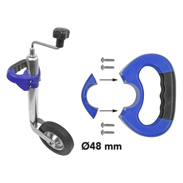 Poignée de manoeuvre bleu pour roue jockey de 48 mm