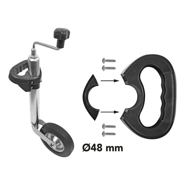 Poignée de manoeuvre noir pour roue jockey de 48 mm