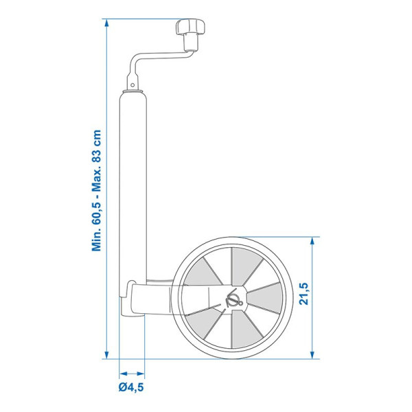 Roue jockey 48 mm jante plastique avec pneu caoutchouc 220 x 70 mm