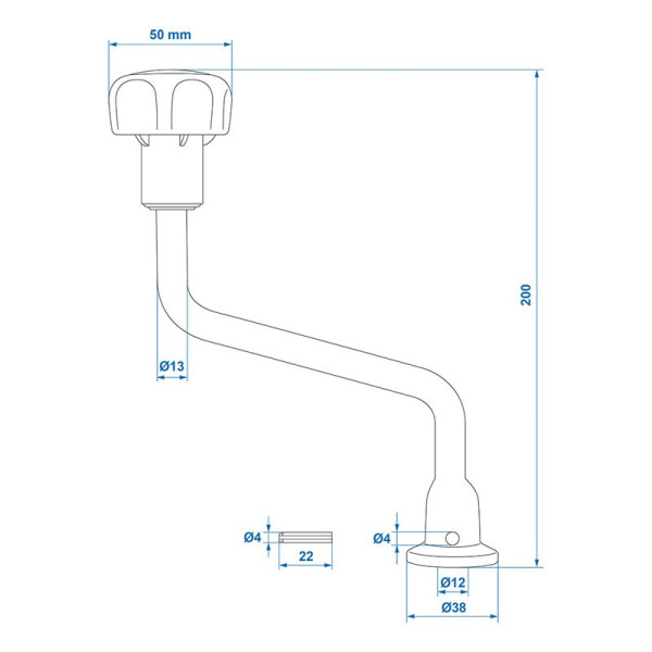 Manivelle pour roue jockey 48 mm 341510