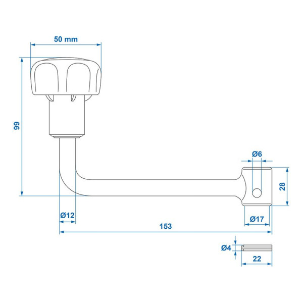 Manivelle pour roue jockey 60 mm 341512