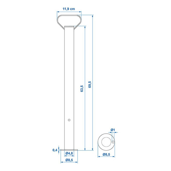 Pied de support de remorque 48mm 700mm