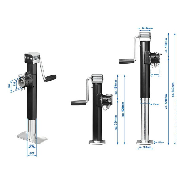 Pied de support de remorque télescopique Heavy Duty SH42/1000 kg
