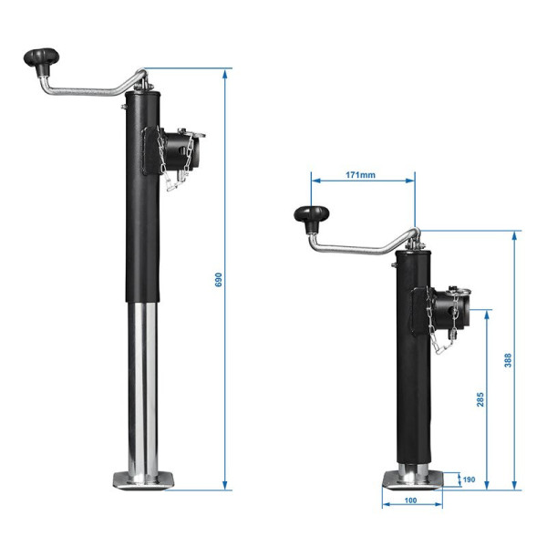 Pied de support de remorque télescopique Heavy Duty TH39/1000 kg