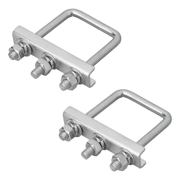 Etrier de fixation en U carré 60mm pour collier roue jockey - jeu de 2 pièces