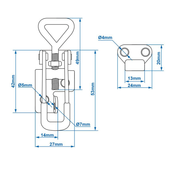 Fermeture ajustable 70-81mm incl. gache