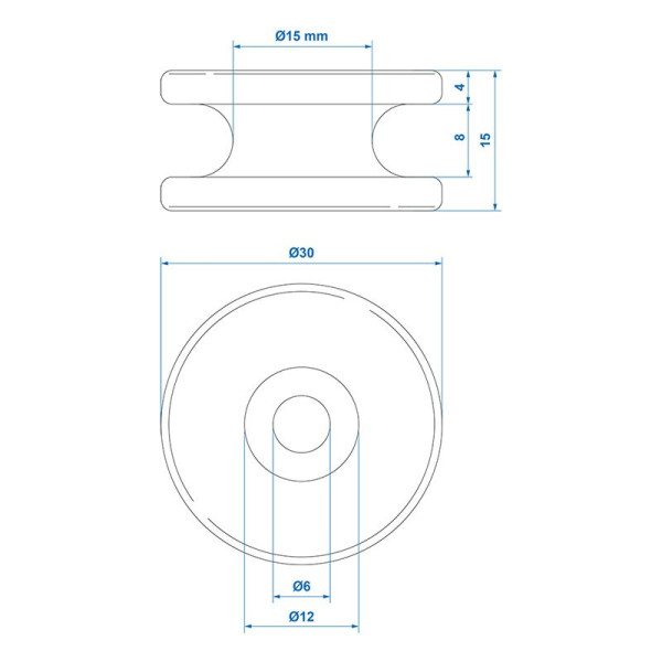 Crochet de corde rond PVC Diam.30 x 15 mm