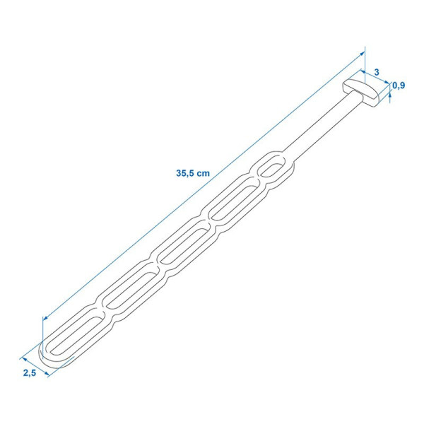 Tendeur en caoutchouc elastique à 5 trous 355 x 25 mm