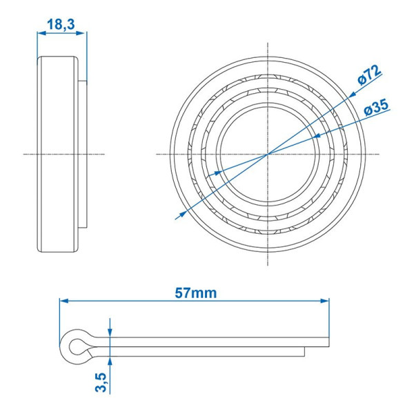 Roulement conique 30207 35x72x18