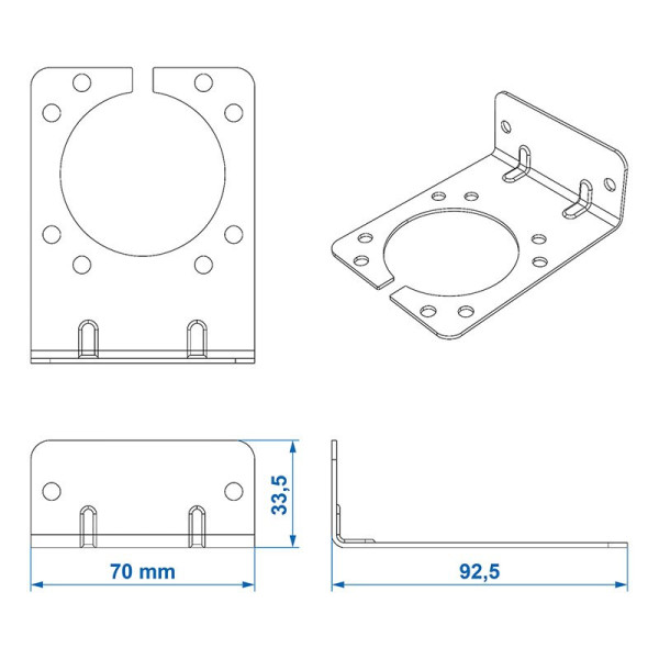 Support de prise métal incliné 9,25 x 7 cm