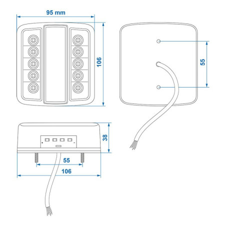 Feu arrière 4 fonctions 98x105mm 14LED PM