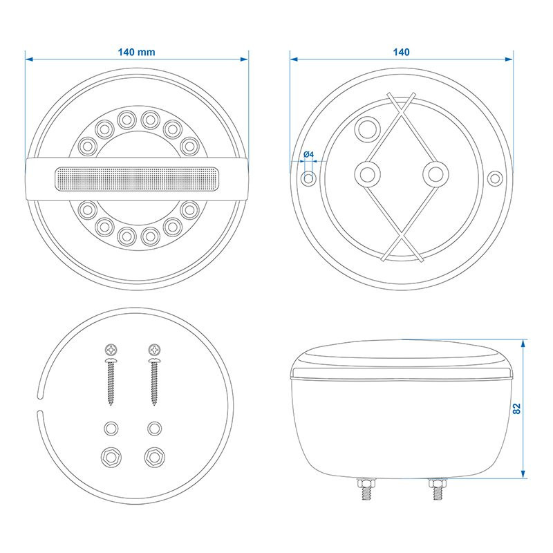 Feu arrière 3 fonctions 140mm LED avec clignotant dynamique