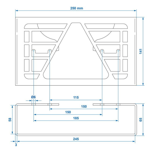 Grille de protection pour feu arrière 250 x 141 x 65 mm