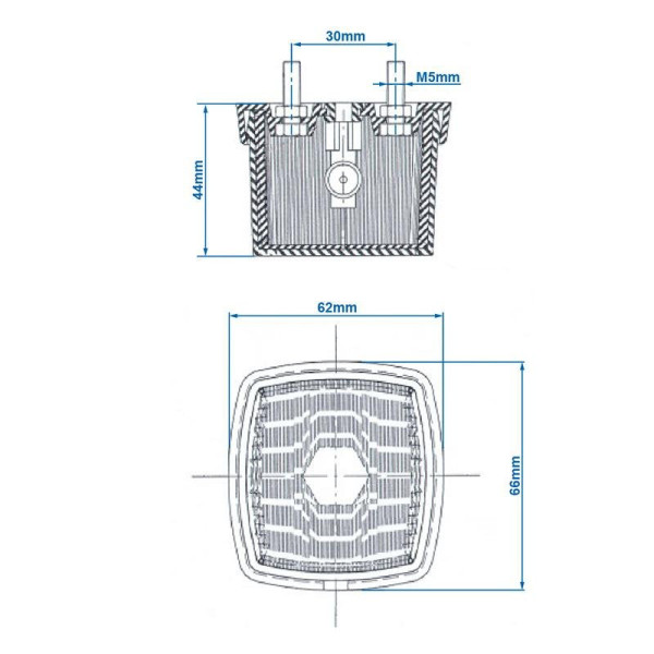 Feu de position blanc 66x62mm