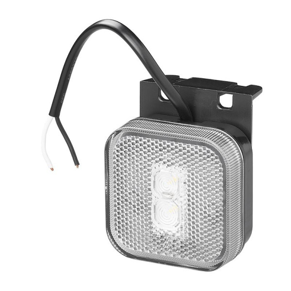 Feu de position 12/24V blanc 65 x 65 mm LED avec support