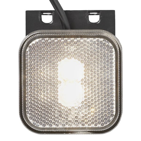 Feu de position 12/24V blanc 65 x 65 mm LED avec support