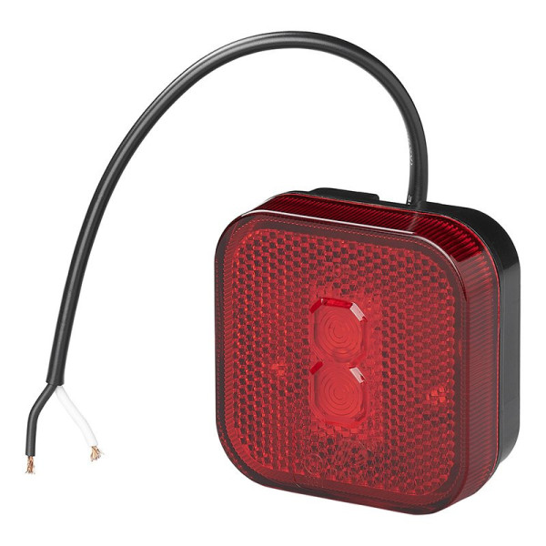 Feu de position arrière 12/24V rouge 65 x 65 mm LED