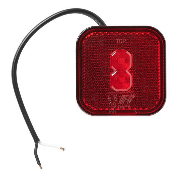 Feu de position arrière 12/24V rouge 65 x 65 mm LED