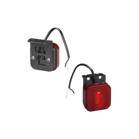 Feu de position arrière 12/24V rouge 65 x 65 mm LED avec support