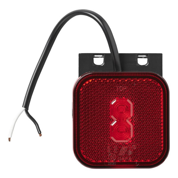 Feu de position arrière 12/24V rouge 65 x 65 mm LED avec support